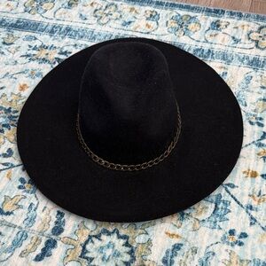 Forever 21 Elegant Black Hat with Chain Accent